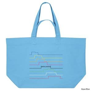 Aqua Blue Ticket to Ride Shopping Bag