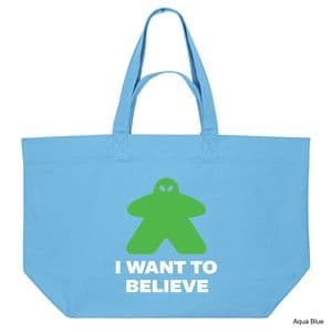 Aqua Blue Alien Meeple Shopping Bag
