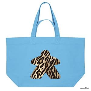 Aqua Blue Animal Print Meeple Shopping Bag