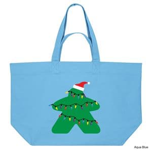 Aqua Blue Christmas Lights Meeple Shopping Bag