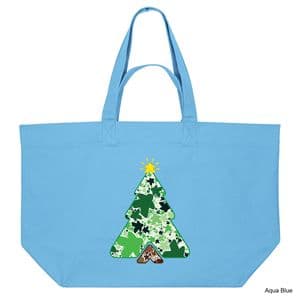 Aqua Blue Christmas Tree Meeple Shopping Bag