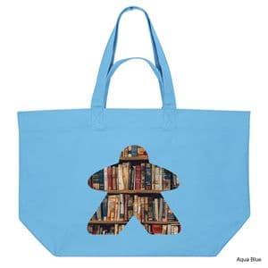 Aqua Blue Book Meeple Shopping Bag