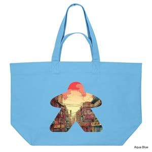 Aqua Blue Comic Book Meeple #1 Shopping Bag