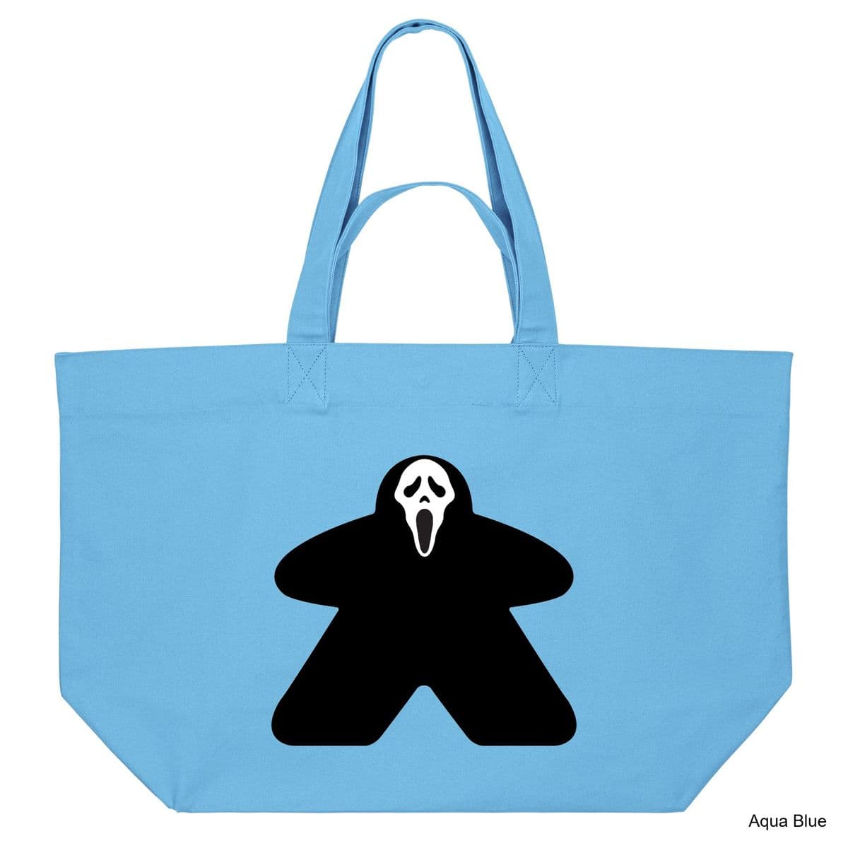 Aqua Blue Ghost Face Meeple Shopping Bag