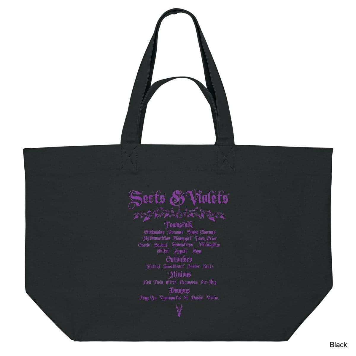 Black Sects & Violets Shopping Bag