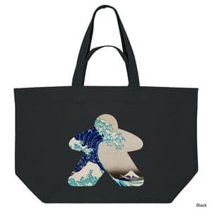 Black Hokusai Wave Meeple Shopping Bag