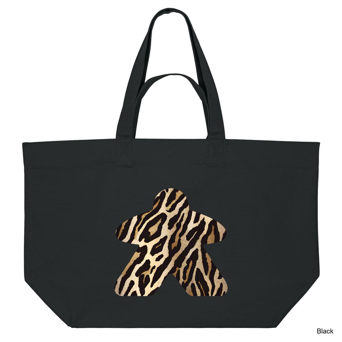 Black Animal Print Meeple Shopping Bag