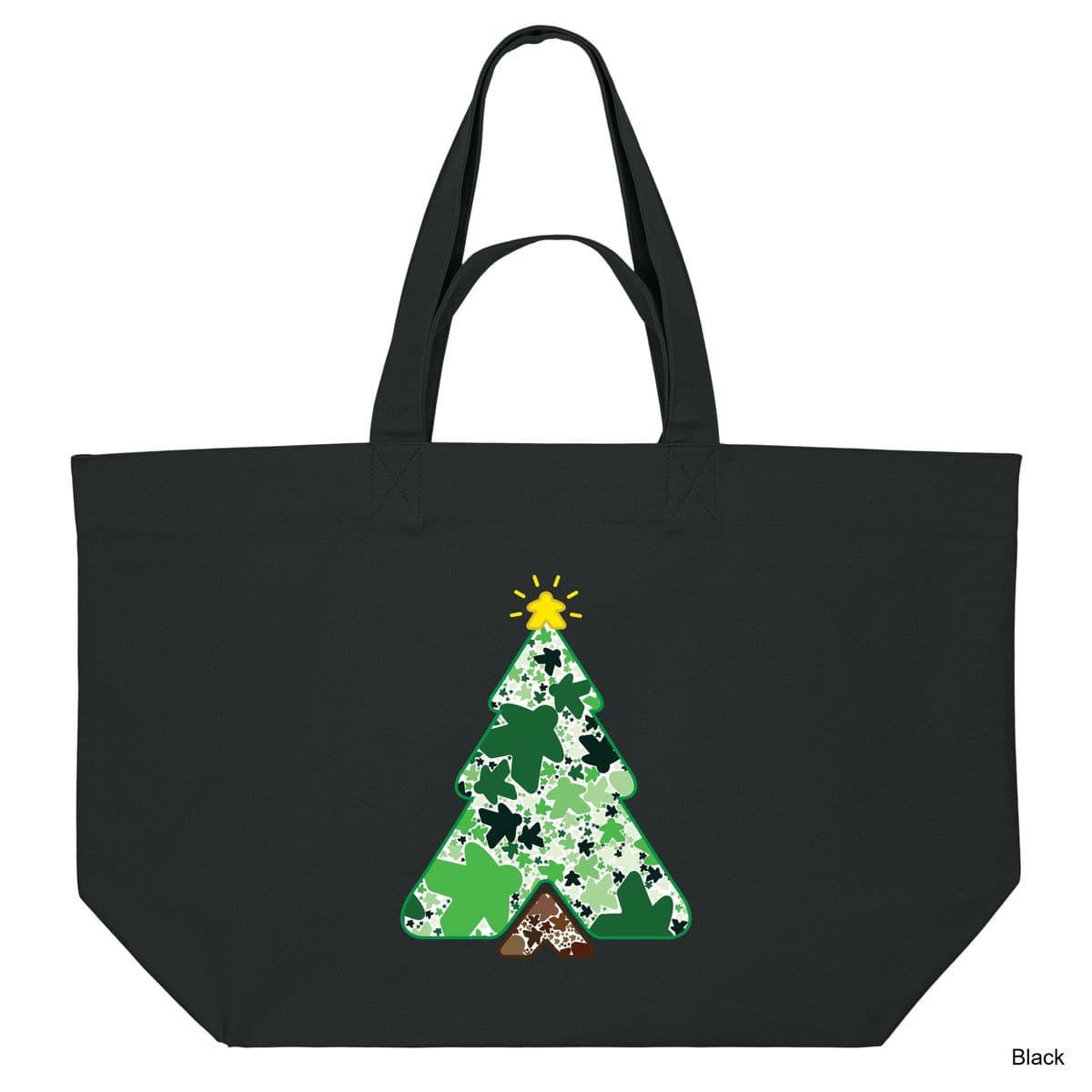 Black Christmas Tree Meeple Shopping Bag