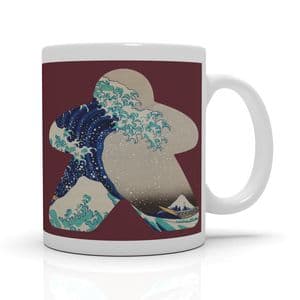 Burgundy Hokusai Wave Meeple Mug
