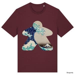 Burgundy Hokusai Wave Meeple Tshirt
