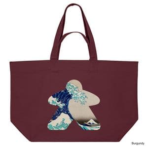 Burgundy Hokusai Wave Meeple Shopping Bag
