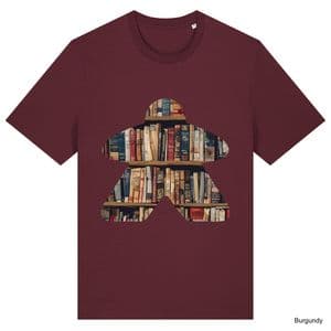 Burgundy Book Meeple T-Shirt