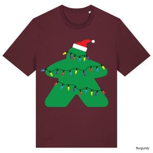 Burgundy Christmas Lights Meeple T-Shirt