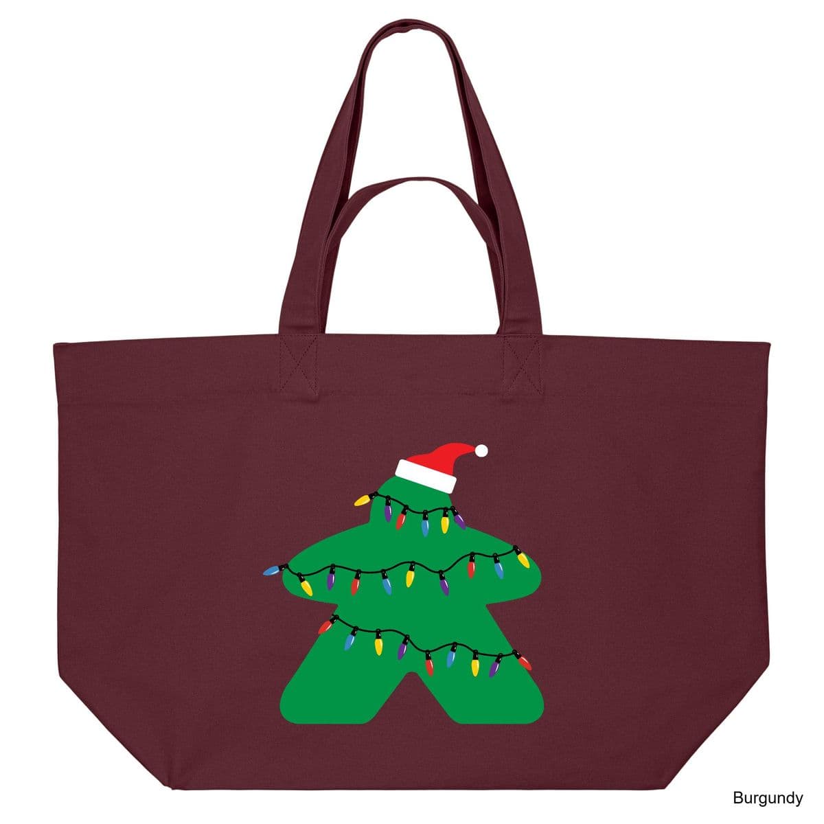 Burgundy Christmas Lights Meeple Shopping Bag