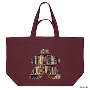 Burgundy Book Meeple Shopping Bag
