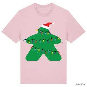 Cotton Pink Christmas Lights Meeple T-Shirt