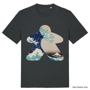 Dark Heather Grey Hokusai Wave Meeple Tshirt