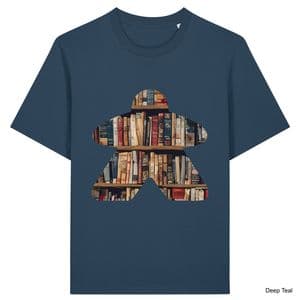 Deep Teal Book Meeple T-Shirt