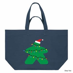 Deep Teal Christmas Lights Meeple Shopping Bag