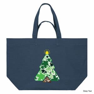 Deep Teal Christmas Tree Meeple Shopping Bag