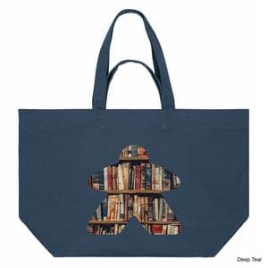 Deep Teal Book Meeple Shopping Bag