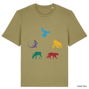 Faded Olive Ark Nova Animals T-Shirt