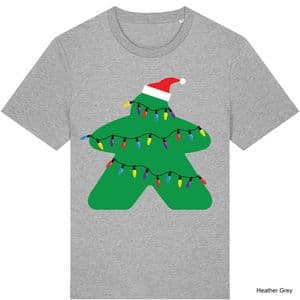 Heather Grey Christmas Lights Meeple T-Shirt