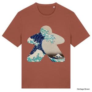 Heritage Brown Hokusai Wave Meeple Tshirt