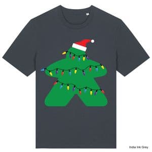 India Ink Grey Christmas Lights Meeple T-Shirt