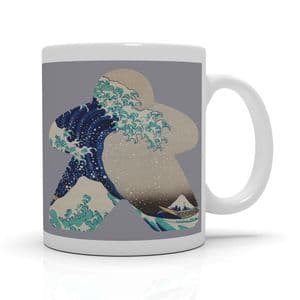 Mid Heather Grey Hokusai Wave Meeple Mug