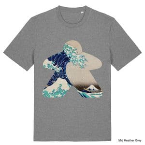 Mid Heather Grey Hokusai Wave Meeple Tshirt