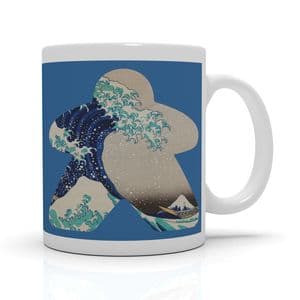 Mindful Blue Hokusai Wave Meeple Mug
