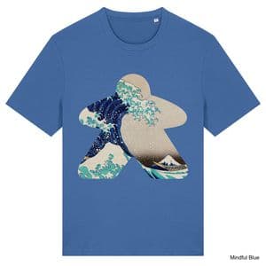 Mindful Blue Hokusai Wave Meeple Tshirt