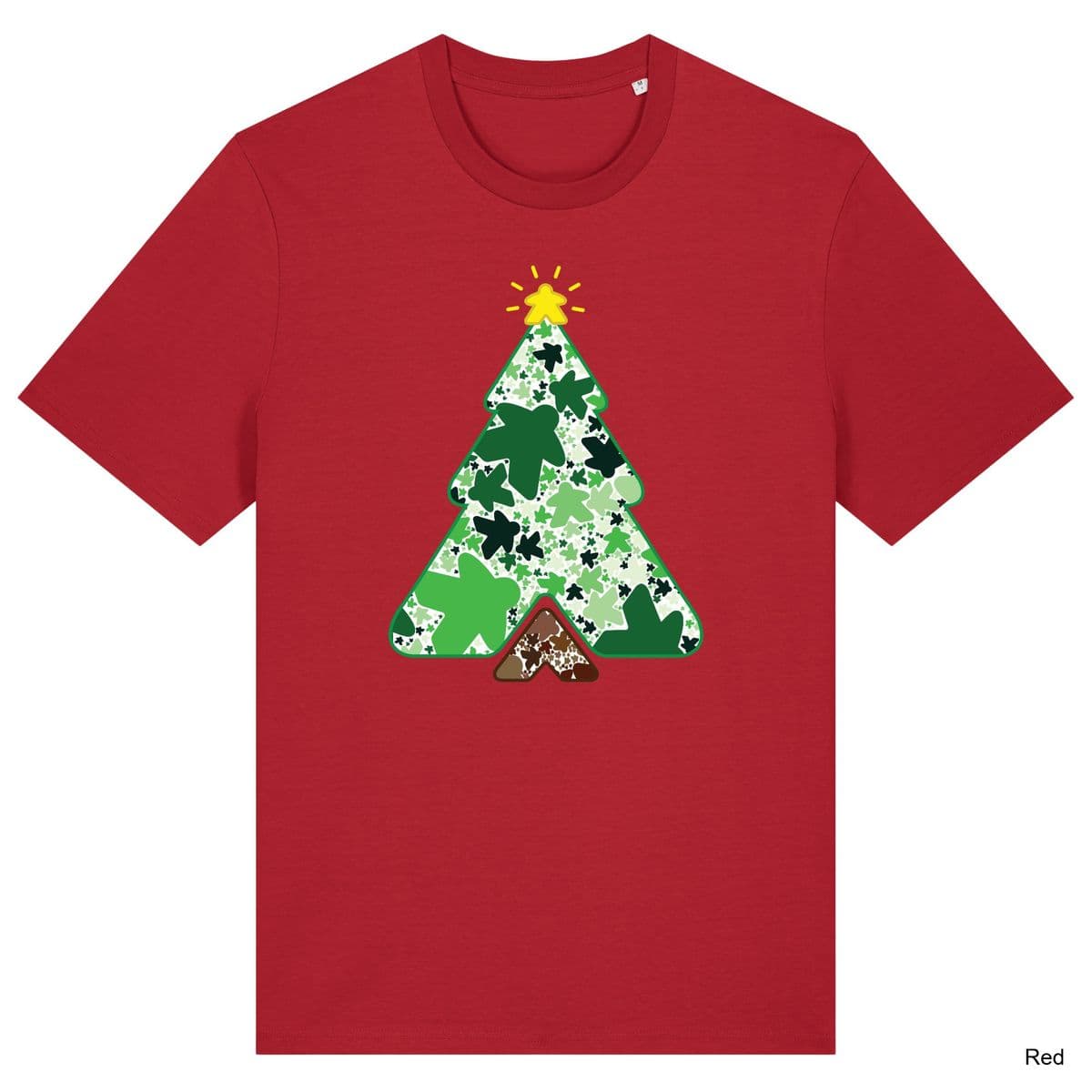 Red Christmas Tree Meeple T-Shirt