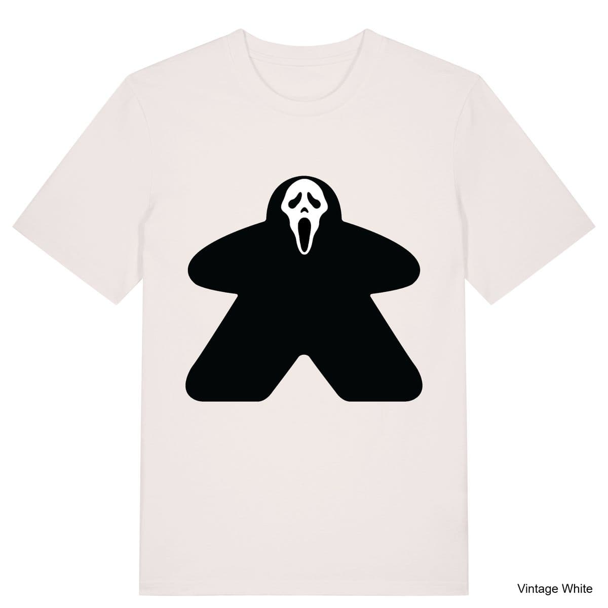 Vintage White Ghost Face Meeple T-Shirt