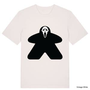 Vintage White Ghost Face Meeple T-Shirt