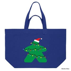 Worker Blue Christmas Lights Meeple Shopping Bag