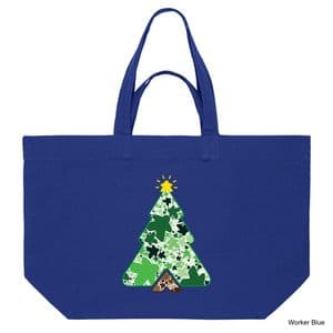 Worker Blue Christmas Tree Meeple Shopping Bag